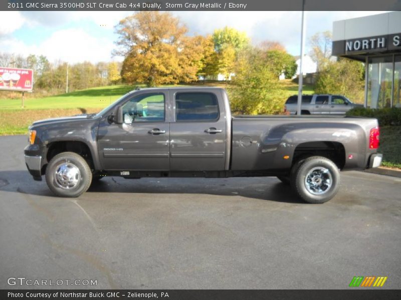 Storm Gray Metallic / Ebony 2011 GMC Sierra 3500HD SLT Crew Cab 4x4 Dually