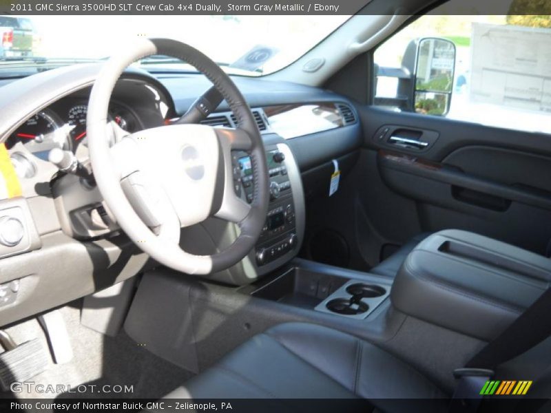 Storm Gray Metallic / Ebony 2011 GMC Sierra 3500HD SLT Crew Cab 4x4 Dually