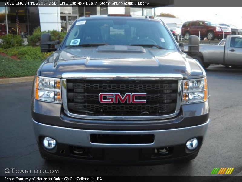 Storm Gray Metallic / Ebony 2011 GMC Sierra 3500HD SLT Crew Cab 4x4 Dually