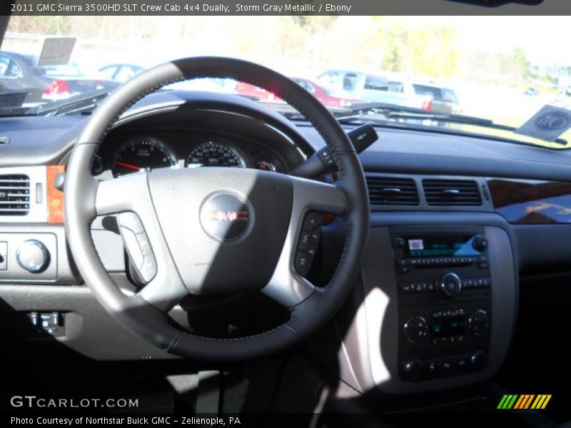 Storm Gray Metallic / Ebony 2011 GMC Sierra 3500HD SLT Crew Cab 4x4 Dually