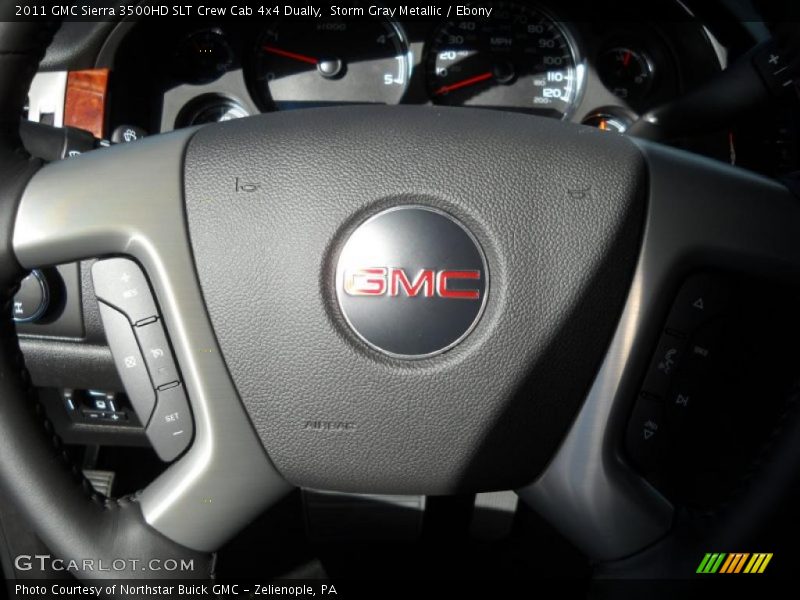 Storm Gray Metallic / Ebony 2011 GMC Sierra 3500HD SLT Crew Cab 4x4 Dually