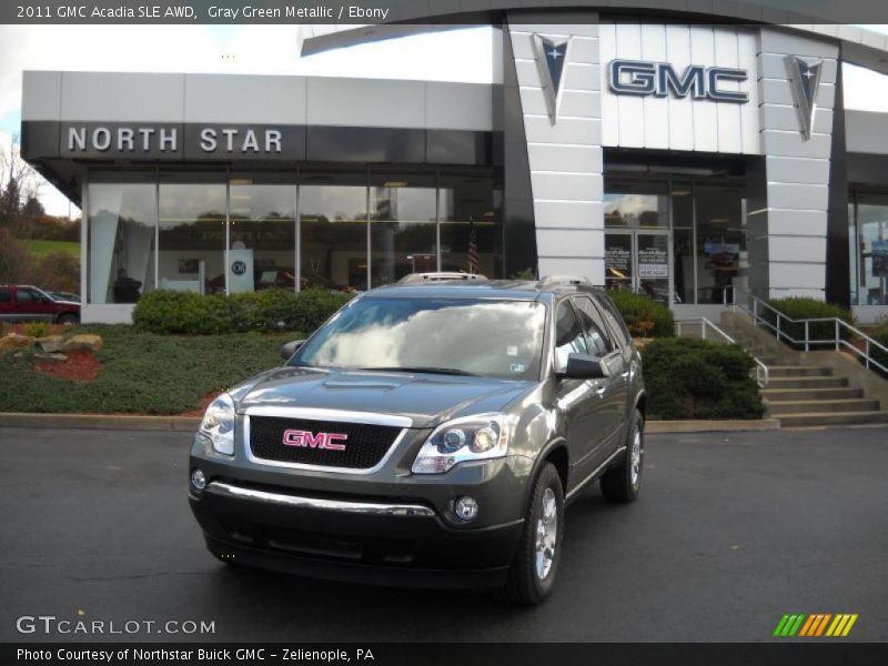 Gray Green Metallic / Ebony 2011 GMC Acadia SLE AWD