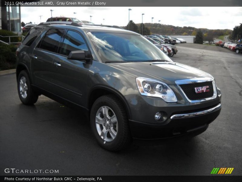 Gray Green Metallic / Ebony 2011 GMC Acadia SLE AWD