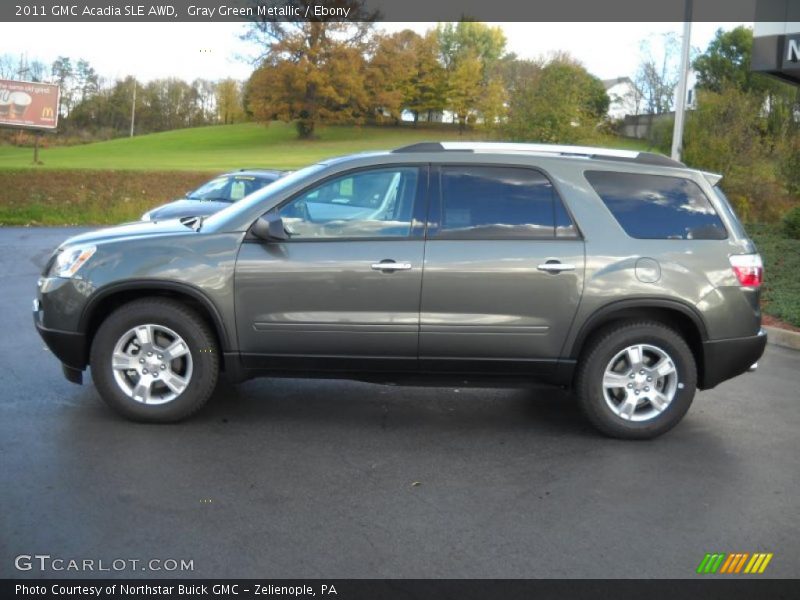 Gray Green Metallic / Ebony 2011 GMC Acadia SLE AWD