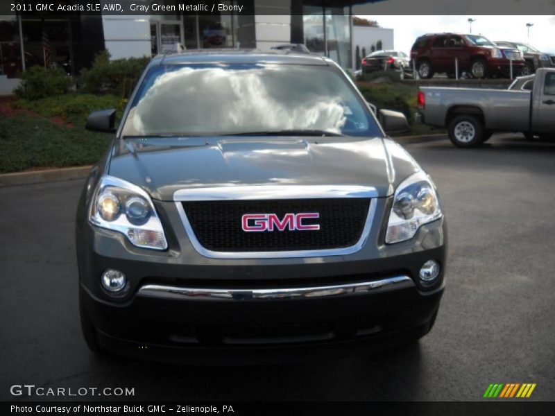 Gray Green Metallic / Ebony 2011 GMC Acadia SLE AWD