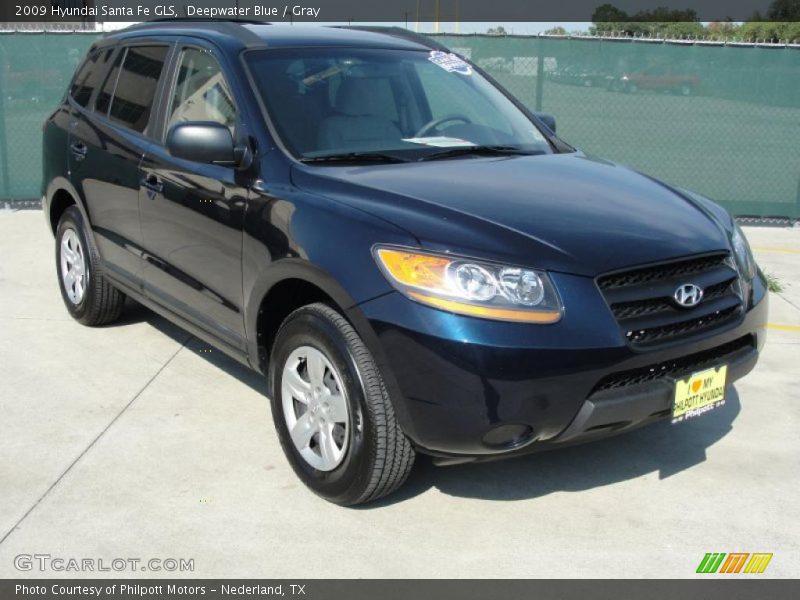 Deepwater Blue / Gray 2009 Hyundai Santa Fe GLS