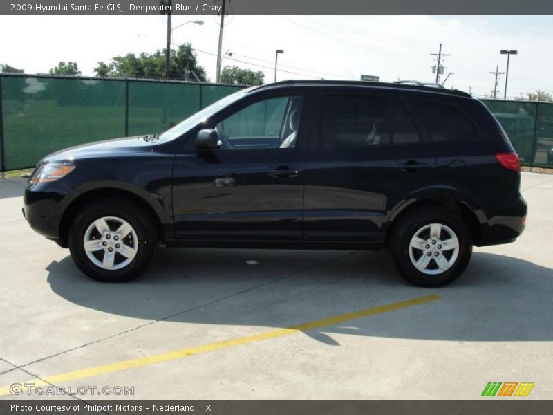 Deepwater Blue / Gray 2009 Hyundai Santa Fe GLS