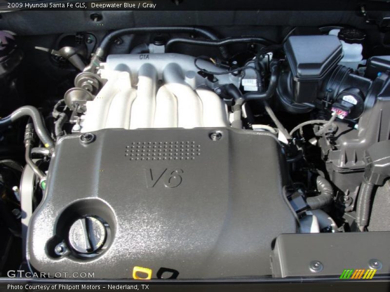 Deepwater Blue / Gray 2009 Hyundai Santa Fe GLS