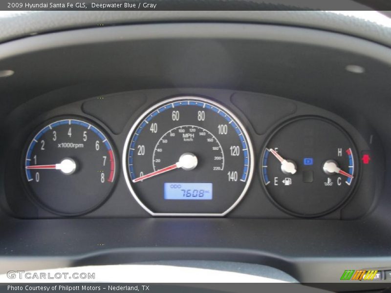 Deepwater Blue / Gray 2009 Hyundai Santa Fe GLS