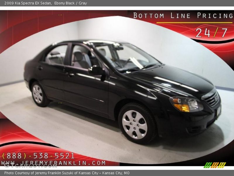 Ebony Black / Gray 2009 Kia Spectra EX Sedan