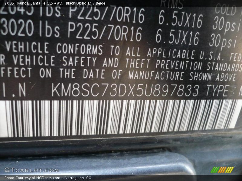 Black Obsidian / Beige 2005 Hyundai Santa Fe GLS 4WD