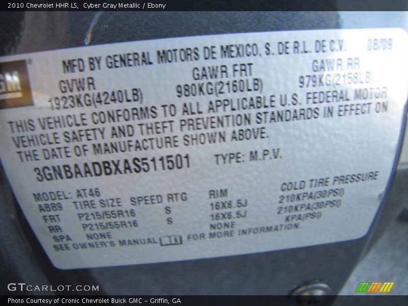 Cyber Gray Metallic / Ebony 2010 Chevrolet HHR LS