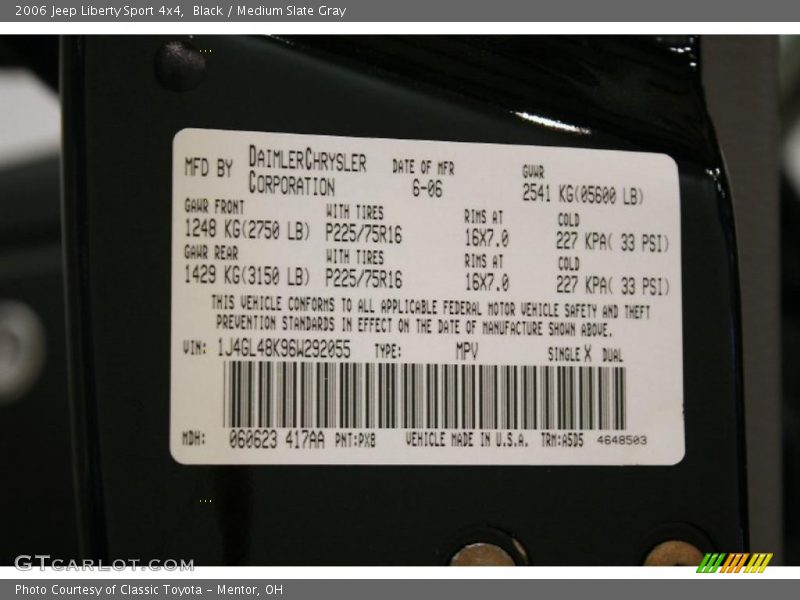 Black / Medium Slate Gray 2006 Jeep Liberty Sport 4x4