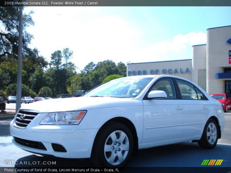 Powder White Pearl / Camel 2009 Hyundai Sonata GLS