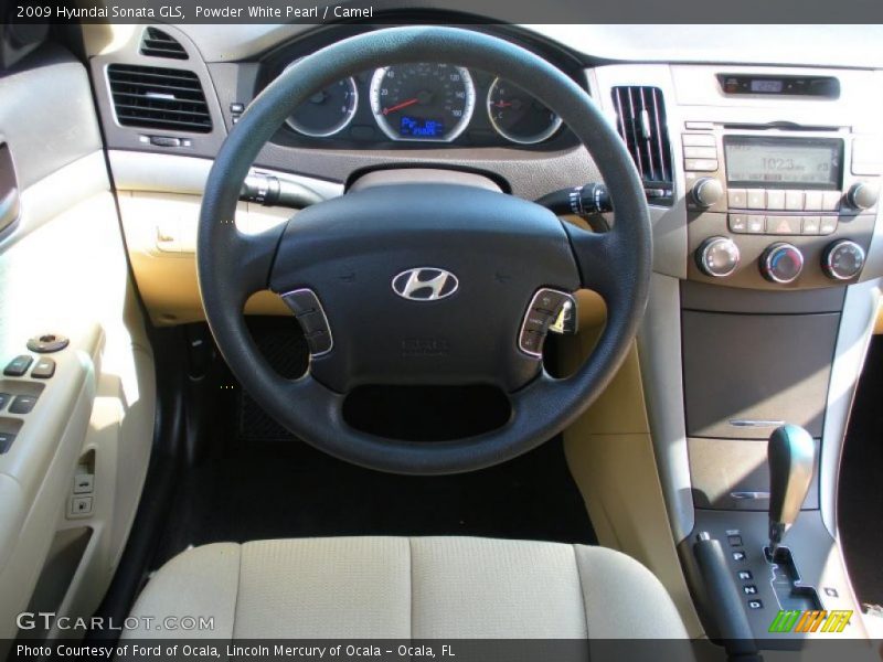 Powder White Pearl / Camel 2009 Hyundai Sonata GLS