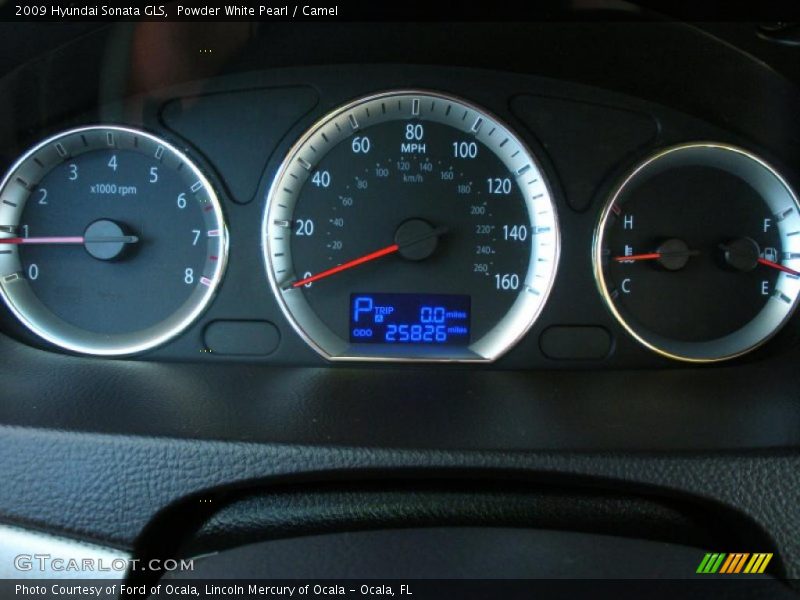 Powder White Pearl / Camel 2009 Hyundai Sonata GLS