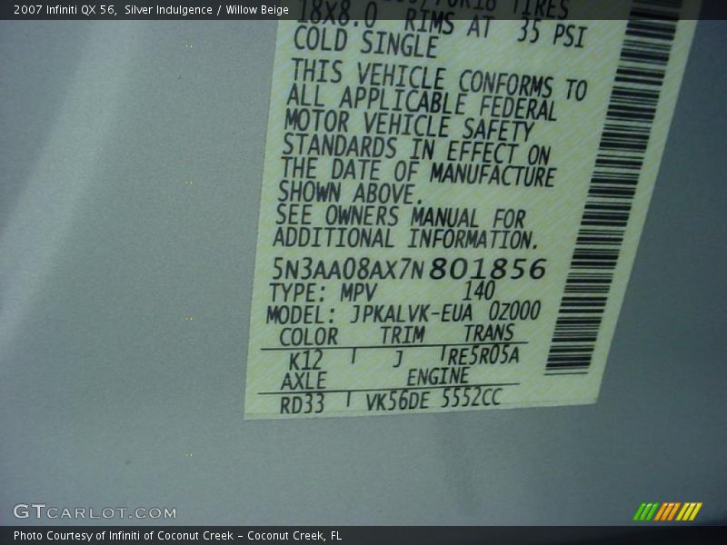 Silver Indulgence / Willow Beige 2007 Infiniti QX 56