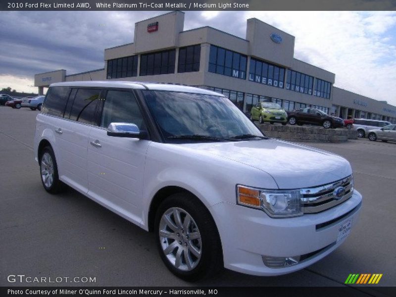 White Platinum Tri-Coat Metallic / Medium Light Stone 2010 Ford Flex Limited AWD