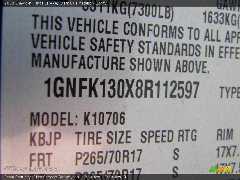 Dark Blue Metallic / Ebony 2008 Chevrolet Tahoe LT 4x4