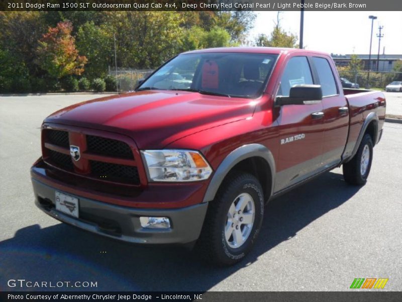 Deep Cherry Red Crystal Pearl / Light Pebble Beige/Bark Brown 2011 Dodge Ram 1500 SLT Outdoorsman Quad Cab 4x4