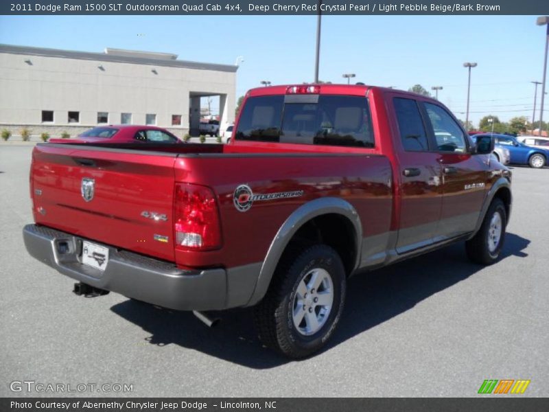 Deep Cherry Red Crystal Pearl / Light Pebble Beige/Bark Brown 2011 Dodge Ram 1500 SLT Outdoorsman Quad Cab 4x4