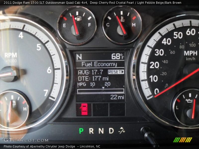 Deep Cherry Red Crystal Pearl / Light Pebble Beige/Bark Brown 2011 Dodge Ram 1500 SLT Outdoorsman Quad Cab 4x4
