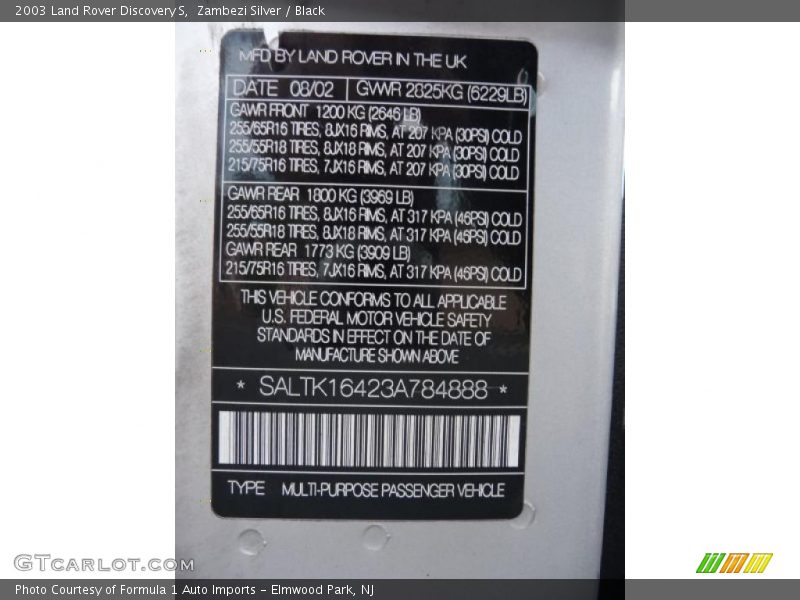 Zambezi Silver / Black 2003 Land Rover Discovery S