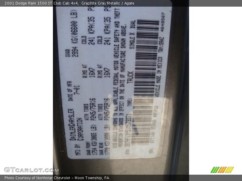 Graphite Gray Metallic / Agate 2001 Dodge Ram 1500 ST Club Cab 4x4