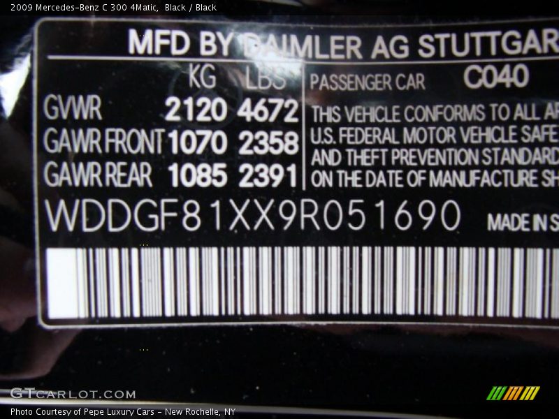 Black / Black 2009 Mercedes-Benz C 300 4Matic