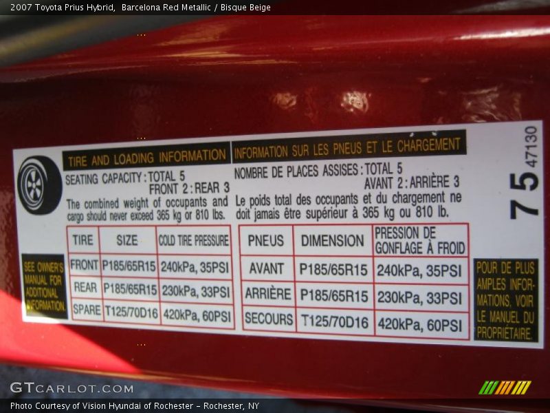 Barcelona Red Metallic / Bisque Beige 2007 Toyota Prius Hybrid