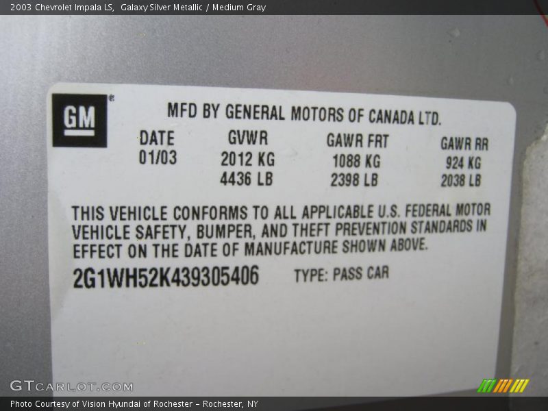 Galaxy Silver Metallic / Medium Gray 2003 Chevrolet Impala LS