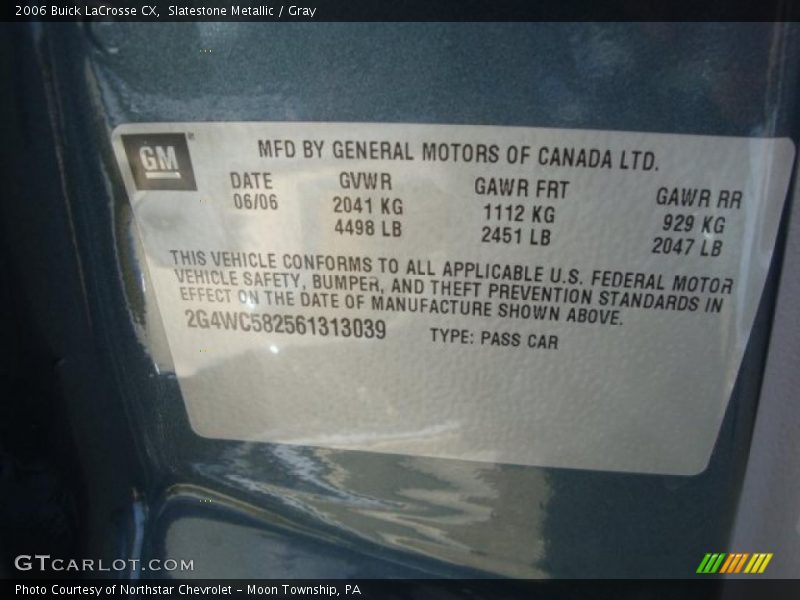 Slatestone Metallic / Gray 2006 Buick LaCrosse CX