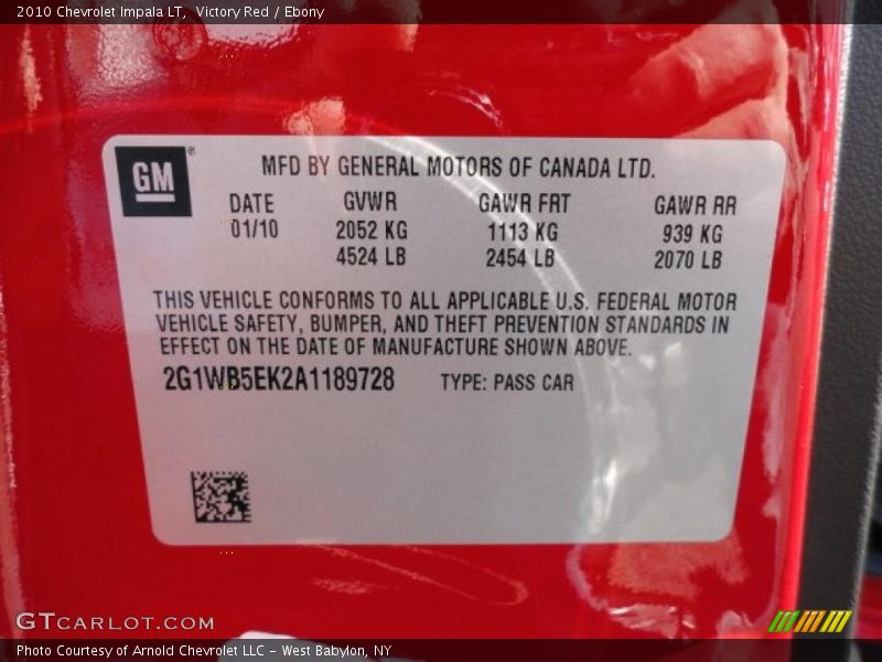 Victory Red / Ebony 2010 Chevrolet Impala LT