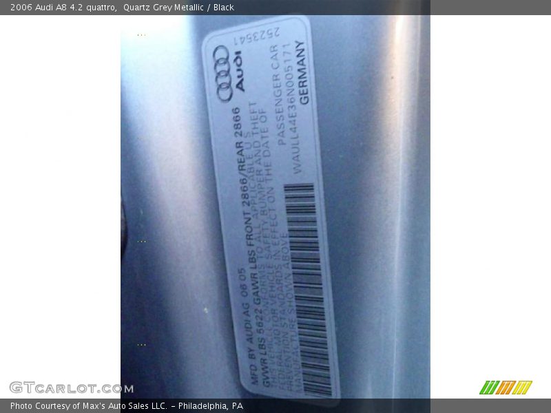 Quartz Grey Metallic / Black 2006 Audi A8 4.2 quattro