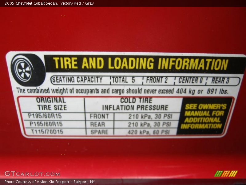 Victory Red / Gray 2005 Chevrolet Cobalt Sedan