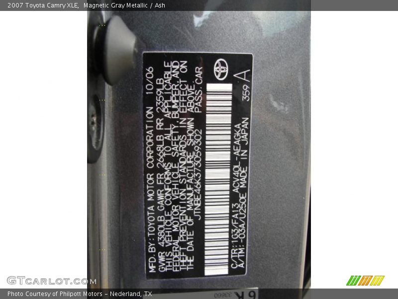 Magnetic Gray Metallic / Ash 2007 Toyota Camry XLE