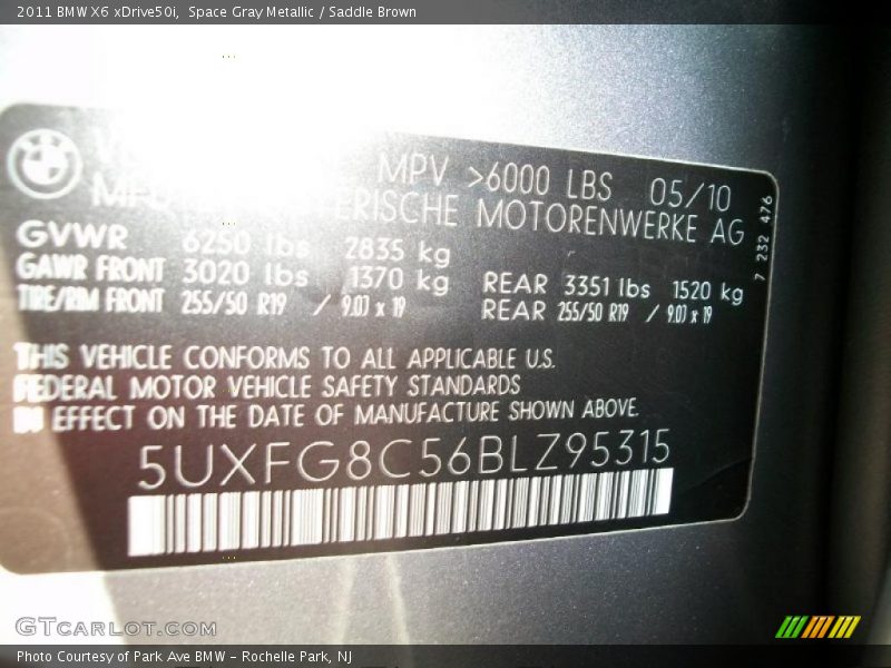 Space Gray Metallic / Saddle Brown 2011 BMW X6 xDrive50i