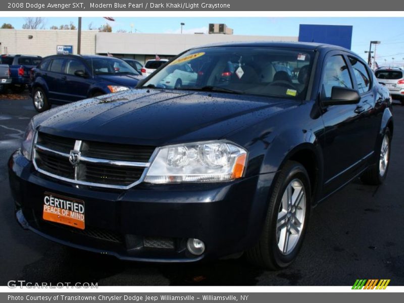 Modern Blue Pearl / Dark Khaki/Light Graystone 2008 Dodge Avenger SXT