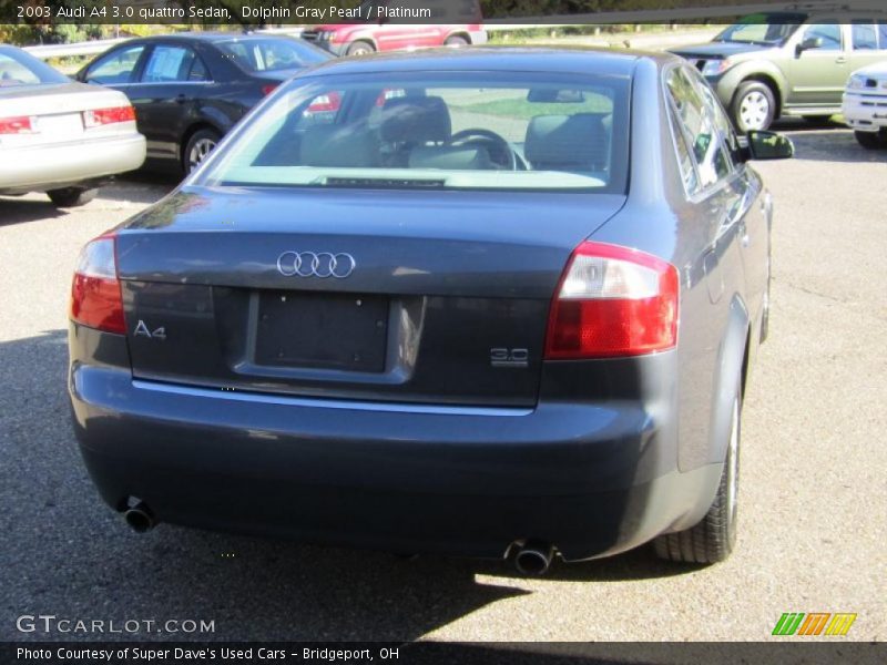 Dolphin Gray Pearl / Platinum 2003 Audi A4 3.0 quattro Sedan