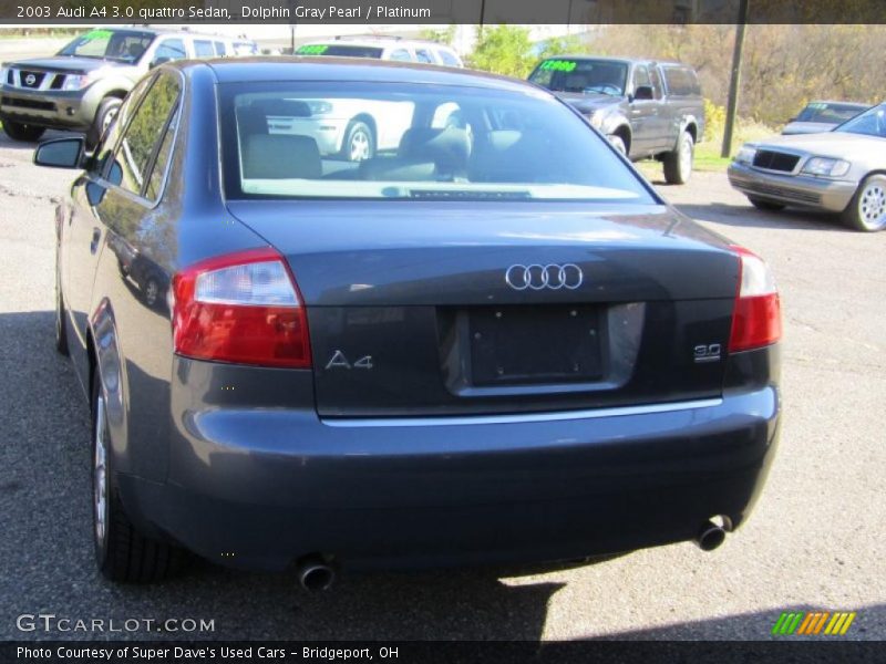 Dolphin Gray Pearl / Platinum 2003 Audi A4 3.0 quattro Sedan