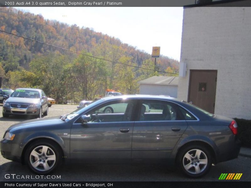 Dolphin Gray Pearl / Platinum 2003 Audi A4 3.0 quattro Sedan
