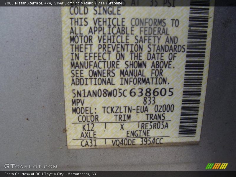 Silver Lightning Metallic / Steel/Graphite 2005 Nissan Xterra SE 4x4