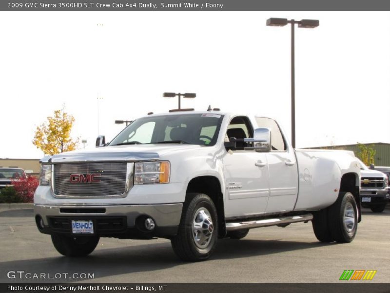 Summit White / Ebony 2009 GMC Sierra 3500HD SLT Crew Cab 4x4 Dually