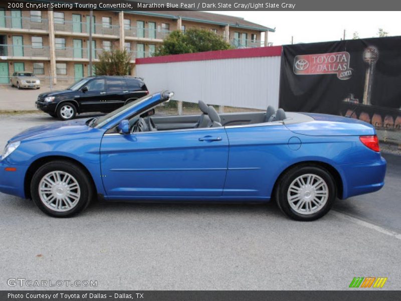 Marathon Blue Pearl / Dark Slate Gray/Light Slate Gray 2008 Chrysler Sebring Touring Convertible