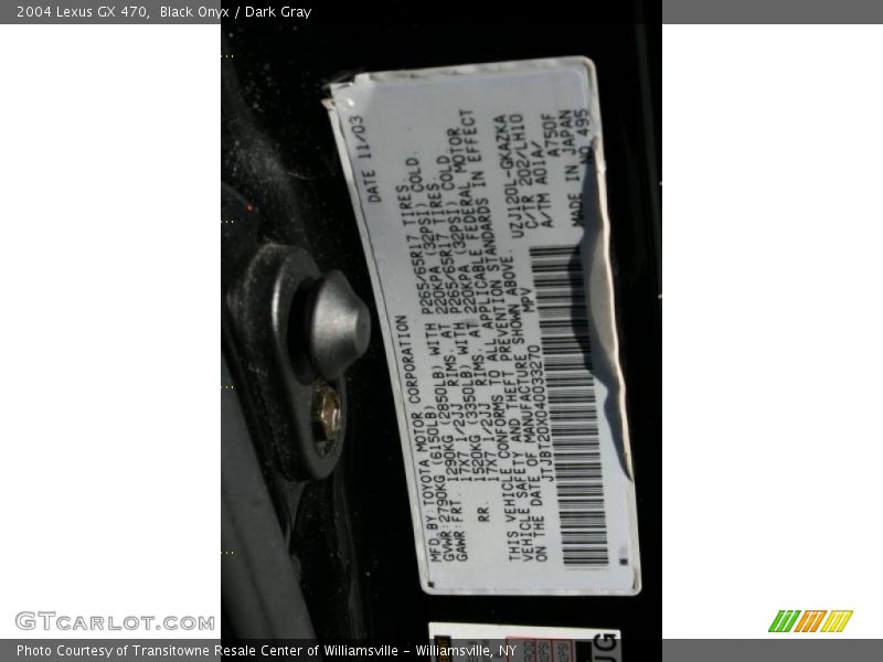 Black Onyx / Dark Gray 2004 Lexus GX 470