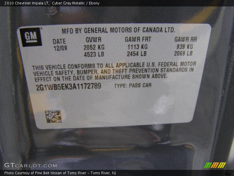 Cyber Gray Metallic / Ebony 2010 Chevrolet Impala LT