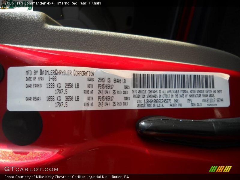 Inferno Red Pearl / Khaki 2006 Jeep Commander 4x4