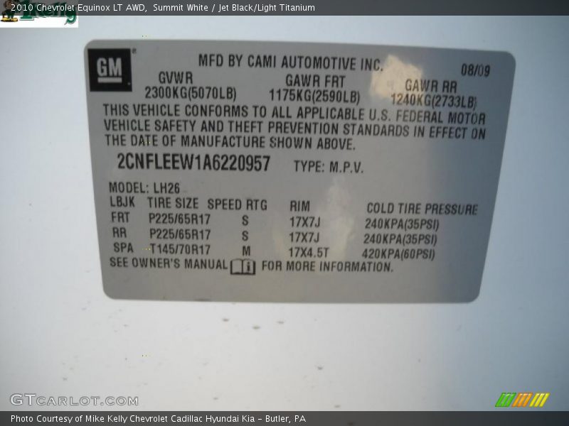Summit White / Jet Black/Light Titanium 2010 Chevrolet Equinox LT AWD