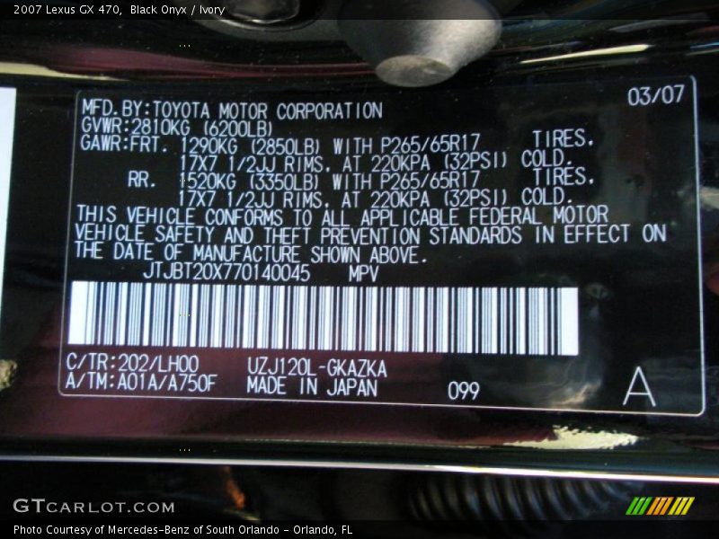 Black Onyx / Ivory 2007 Lexus GX 470