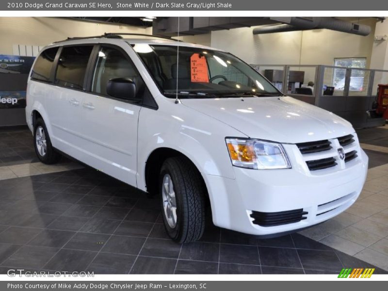Stone White / Dark Slate Gray/Light Shale 2010 Dodge Grand Caravan SE Hero